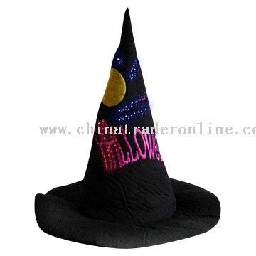 Flashing Fiber Optic Bat Witch Hat from China